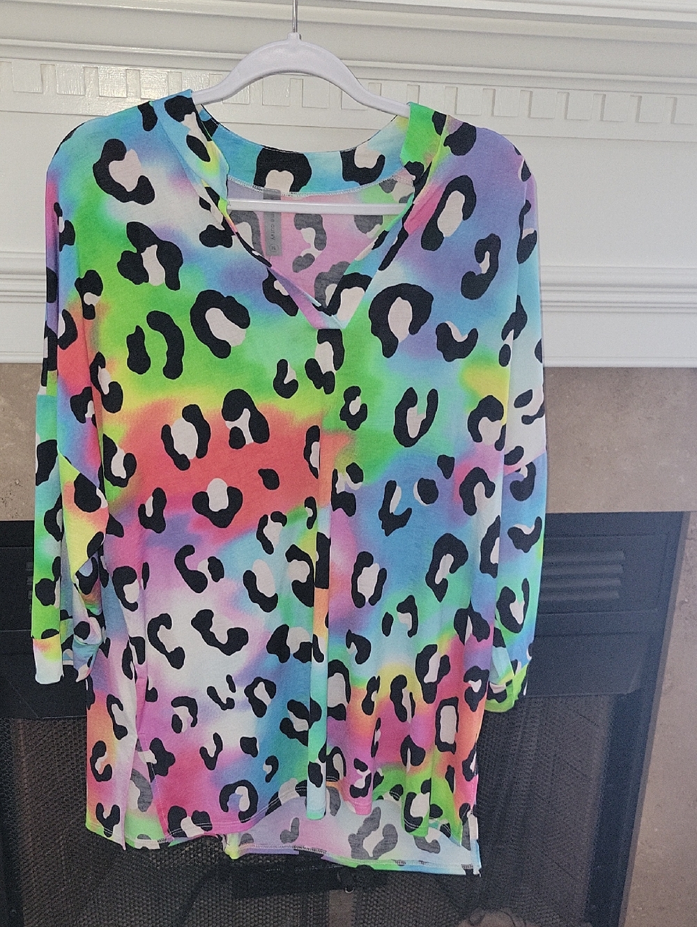 Honeyme Multicolor Leopard Print Tunic Top XL